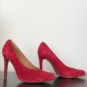 COACH red suede pumps. Size 6.
